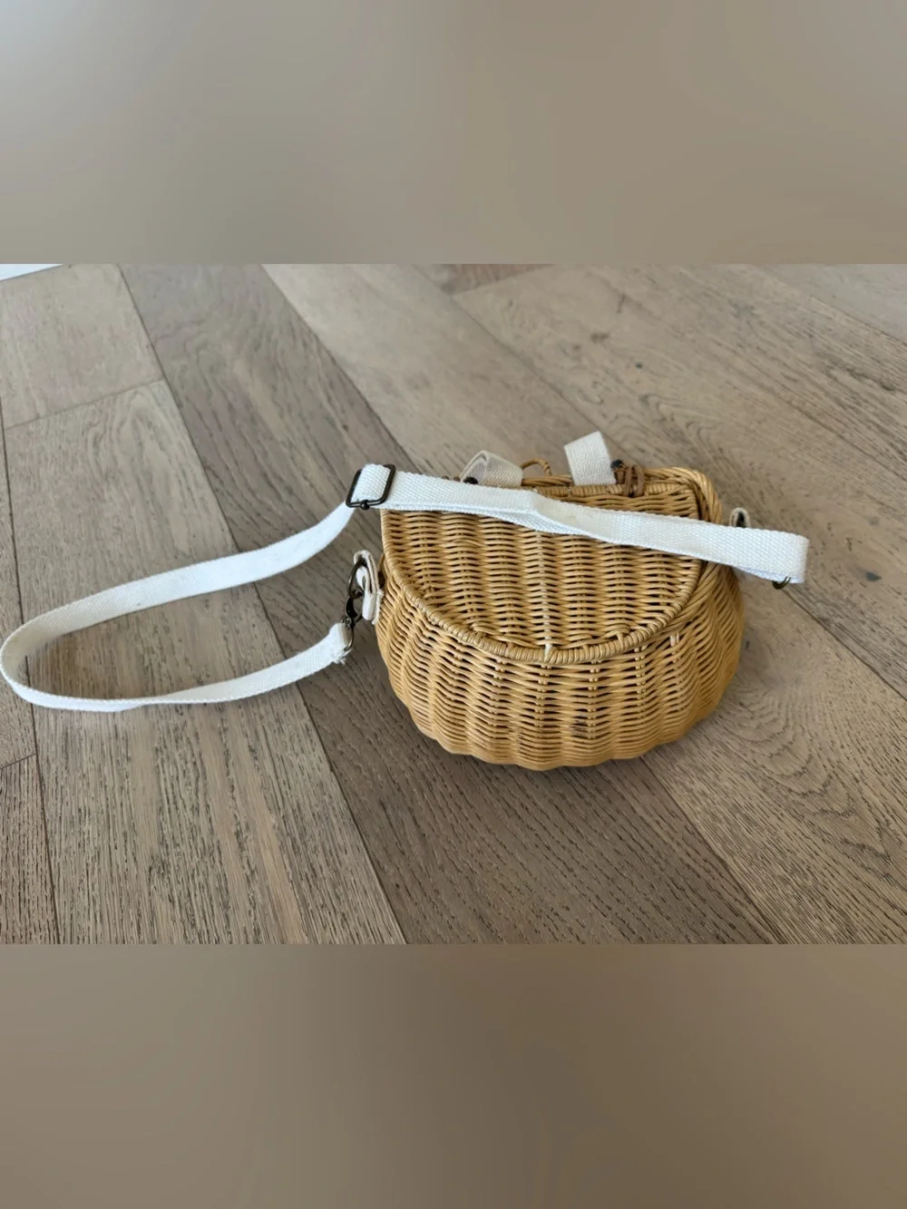 Natural Wicker Rattan Basket Bag - Crossbody & Bike/Stroller Handlebar Basket